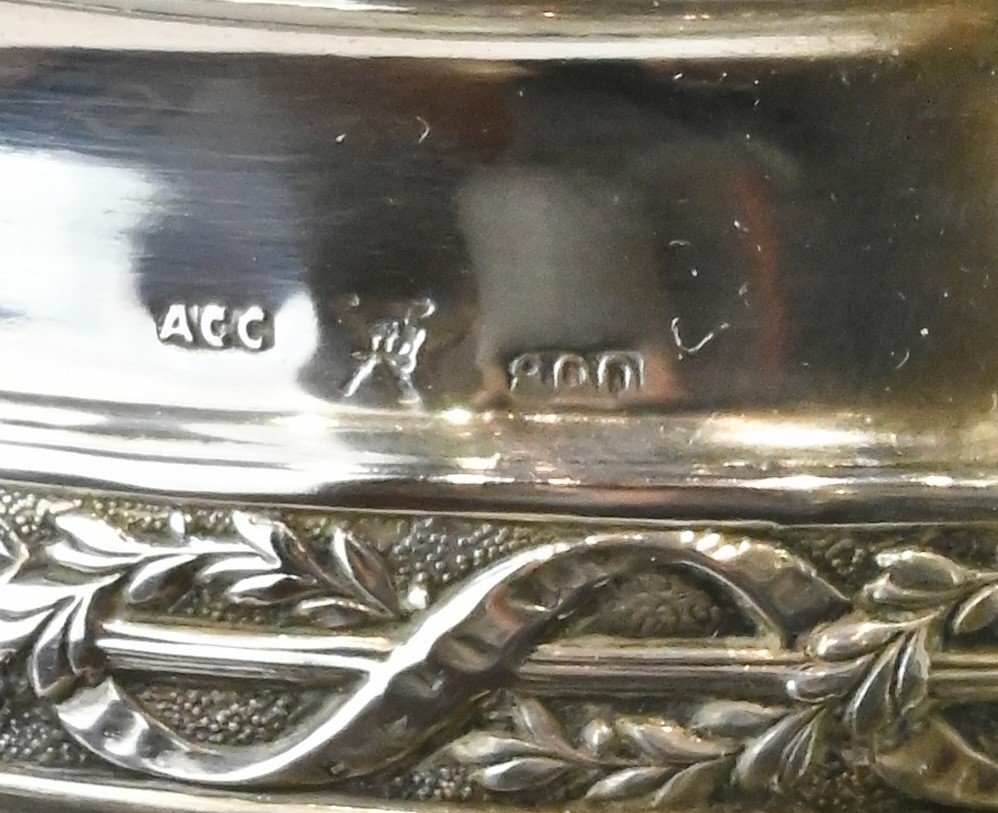 Vase Avec Poignées En Argent Et Cristal - Années 1920-photo-3